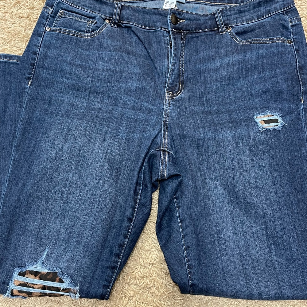 Lane Bryant Size 18 Mid Rise Denim Skinny Jean Leopard